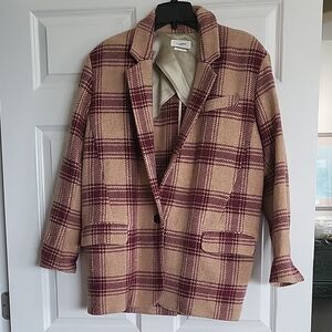 Isabel Marant Beige and Burgundy Plaid Blazer